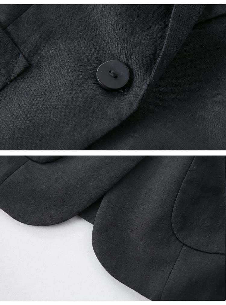 Women's Cotton Linen Blazer - 3/4 Sleeve Open Front Casual Jacket for Office, Travel & Summer Outfits | Breathable & Stylish Linen Blazer for Women