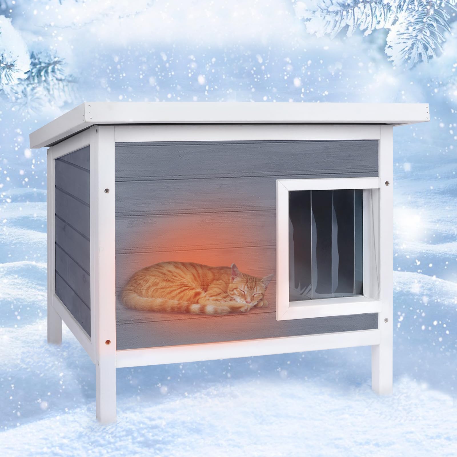 COOLEBEBE Weatherproof Insulated Outdoor Cat House - All-Season Shelter for Feral & Stray Cats with Thick Foam Padding - Perfect for Winter Protection & Backyard Use