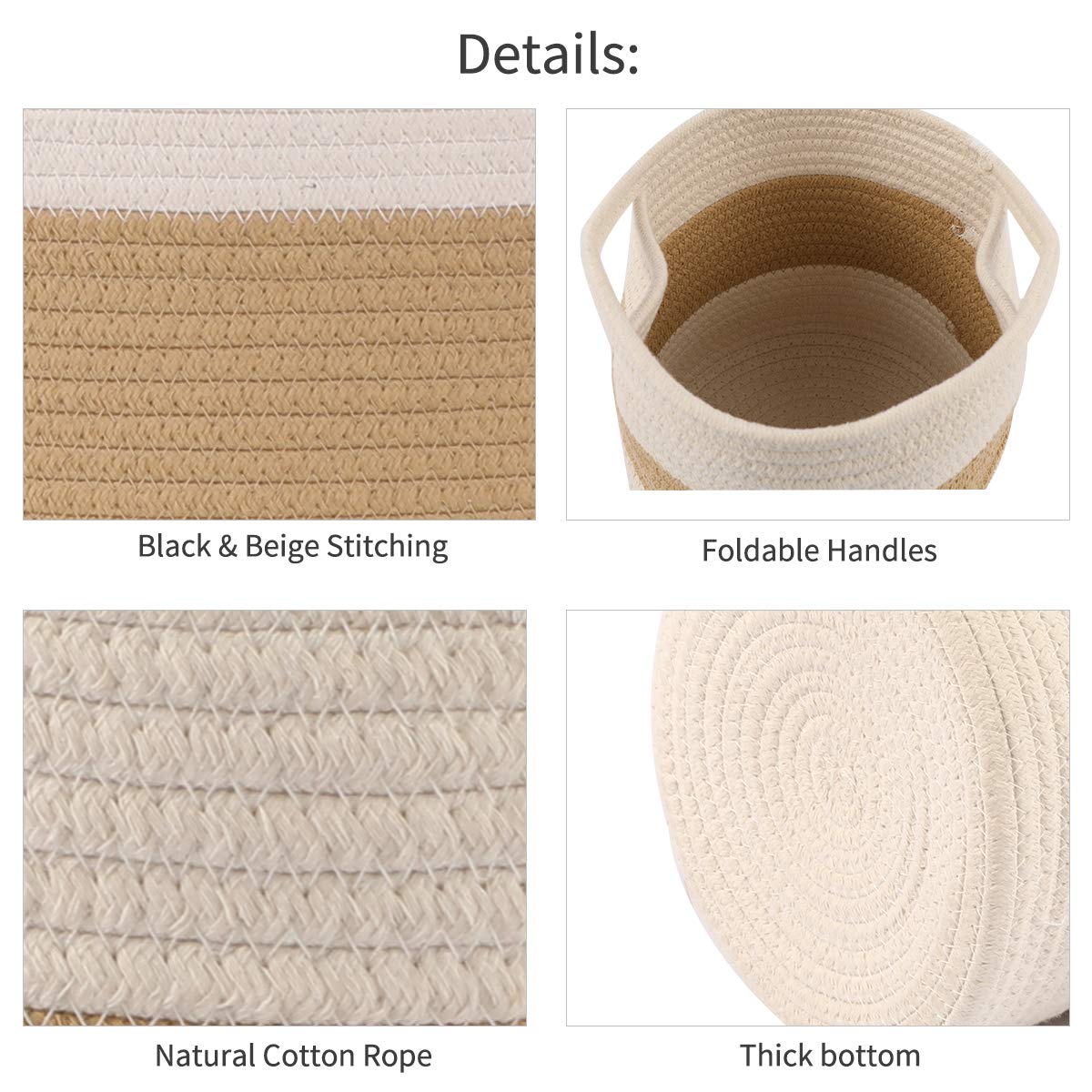 Modern Cotton Rope Plant Basket - 8.5 Inch Woven Indoor Planter Pot with Rustic Home Décor for Plants, Storage & Organization (Grey & White) - Perfect for Living Room, Bedroom, Balcony & Office Decor