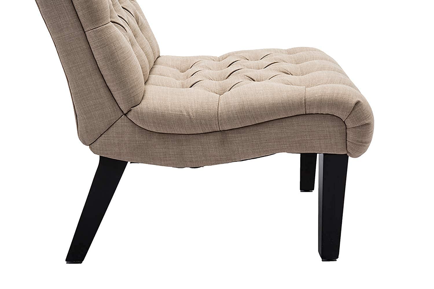 HAOBO Armless Accent Chair - Button Tufted Slipper Chair for Living Room & Bedroom - Modern Side Chair for Small Spaces, Reading Nook & Home Office Decor