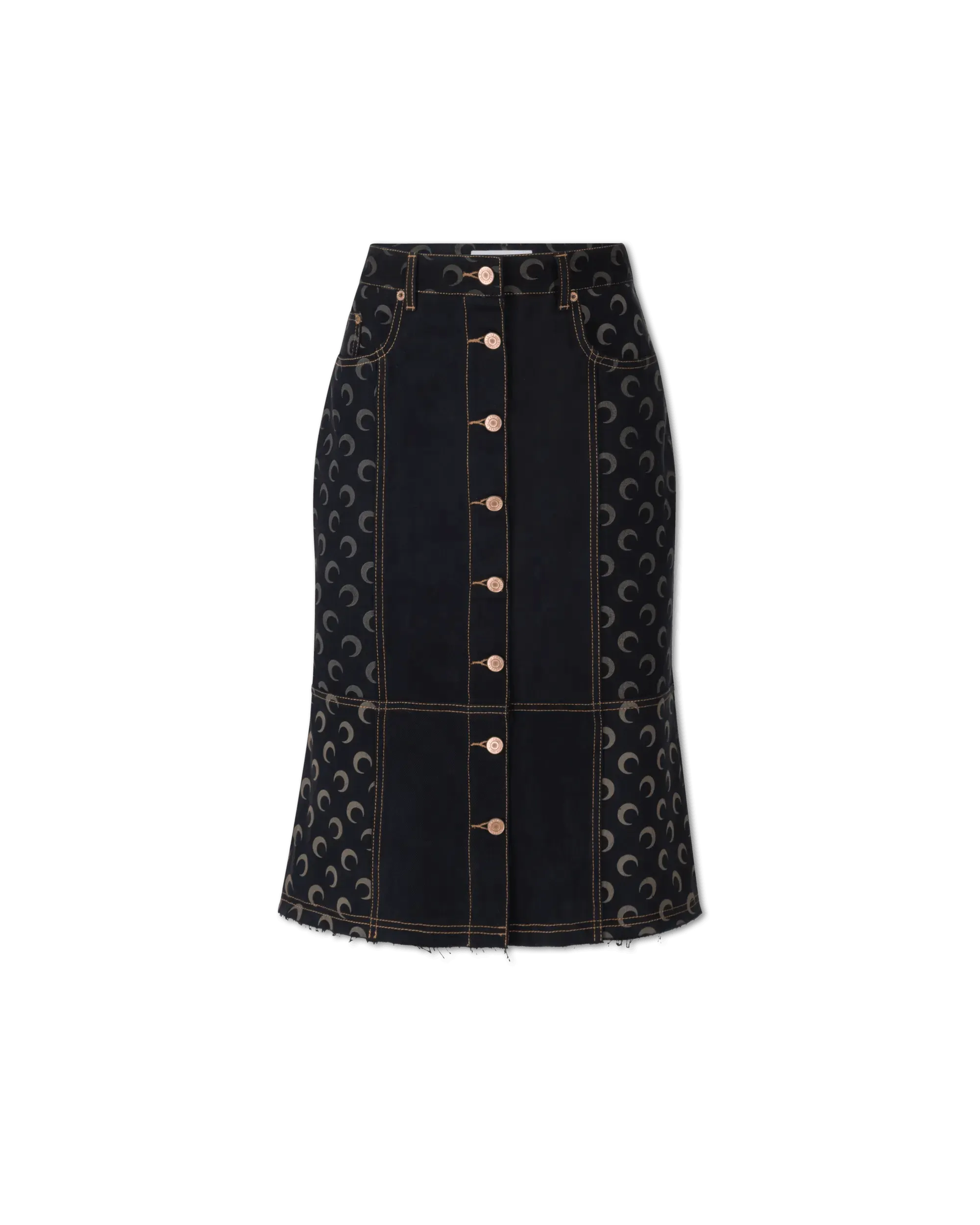Stylish Moon Denim Button Down Midi Skirt for Women | Vintage Inspired A-Line Skirt | Perfect for Casual Outings, Office Wear & Date Nights