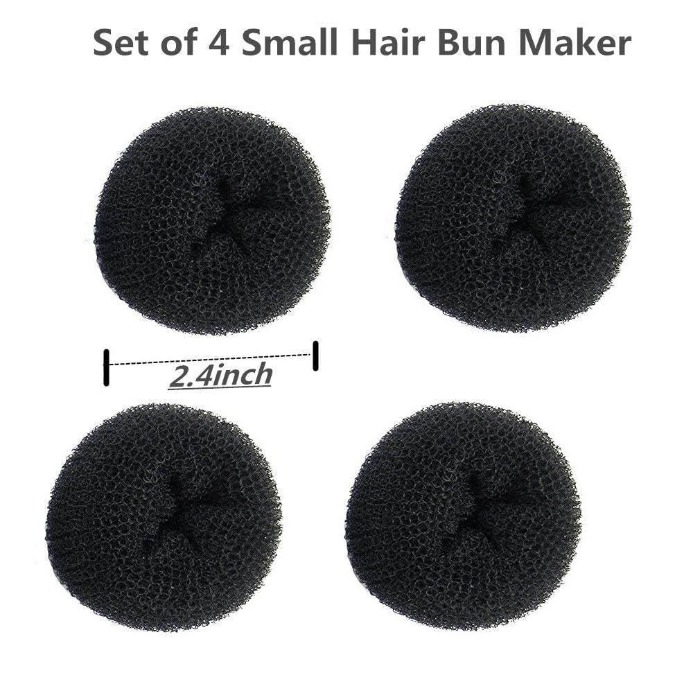 4 Pack Mini Hair Bun Maker for Kids & Girls - Extra Small 2.4