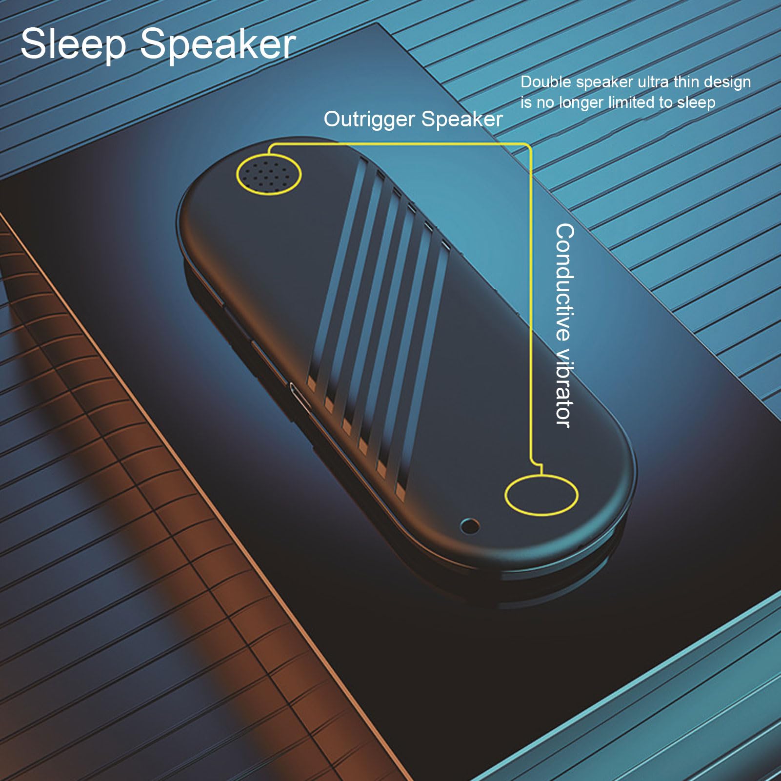 Wireless Pillow Speaker with Bone Conduction Stereo - Bluetooth 5.3 & MP3 Player, Sleep Headphones with Timer & 20H Playtime for Deep Sleeping (Black) - Perfect for Nighttime Relaxation, Meditation & Insomnia Relief