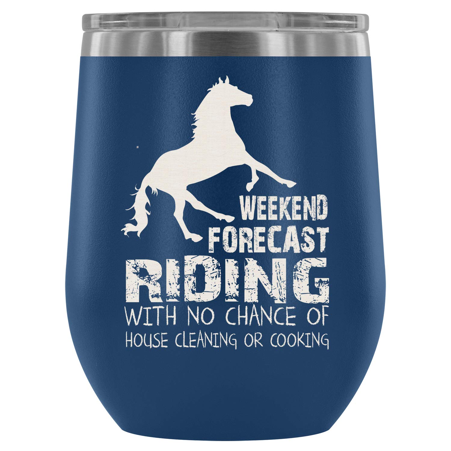 Premium Stainless Steel Vacuum Insulated Wine Tumbler with Lid - 12Oz Leakproof Travel Cup for Wine, Cocktails & Beverages - Perfect for Horseback Riding, Camping & Outdoor Adventures (Blue)