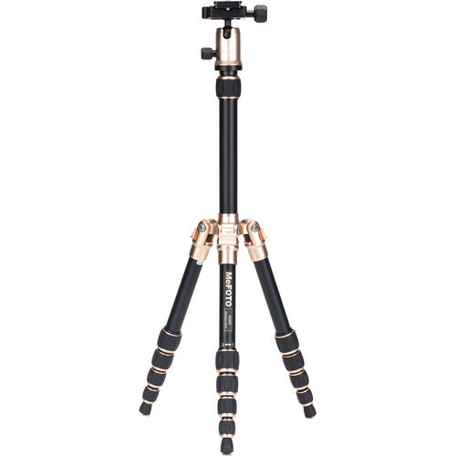 MeFOTO BackPacker Compact Aluminum Travel Tripod (Gold) - Lightweight & Portable for Photography, Hiking, and Outdoor Adventures