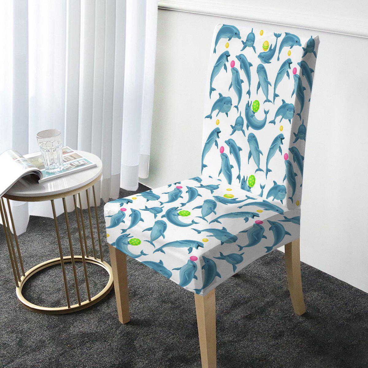 Dolphins Soul Fins Chair Cover - Waterproof & Non-Slip Dining Chair Slipcover - Perfect for Home, Office, and Restaurant Use