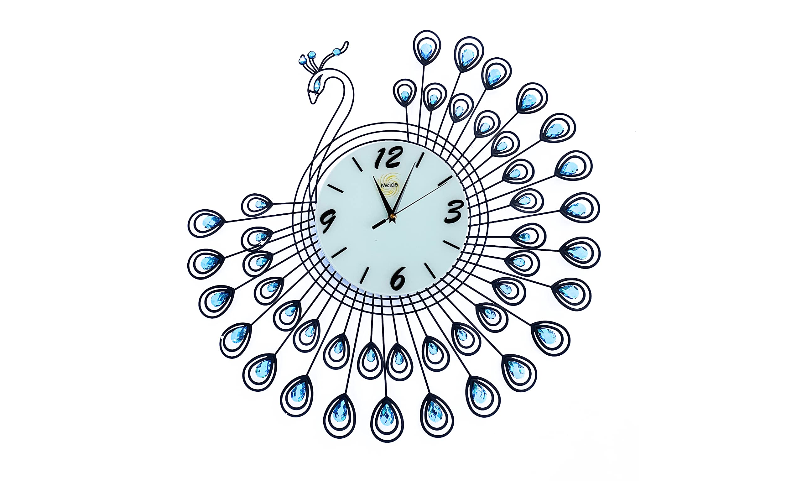 Silent Peacock Wall Clock - Large Digital Display, Battery Operated, Modern Decor for Living Room, Bedroom, Kitchen & Bathroom | Perfect for Home, Office & Gifts