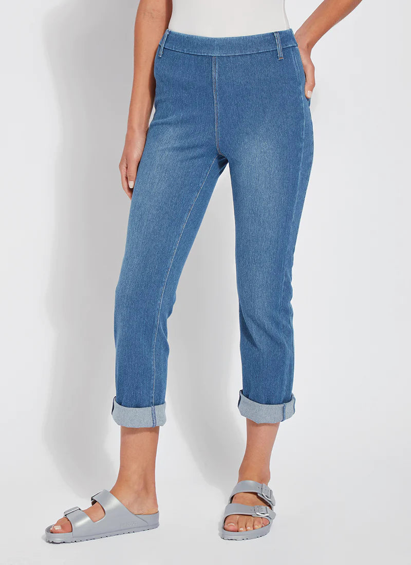 Cropped Boyfriend Jeans for Women - Mid Wash Denim Pants - Comfortable & Stylish for Casual Outings and Weekend Wear