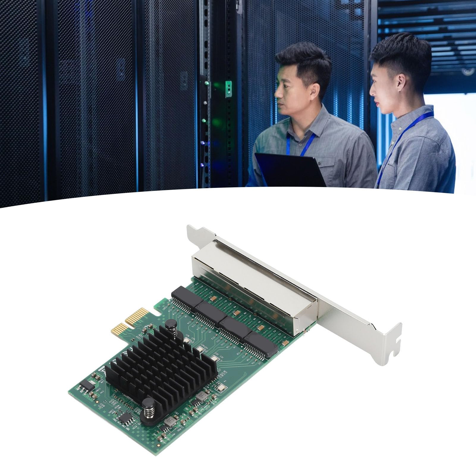 High Speed PCIe Ethernet Card with 4 RJ45 Ports - 1000M Gigabit Network Adapter for PC & Server (RTL8111H Chip) - Ideal for Gaming, Streaming & Office Work