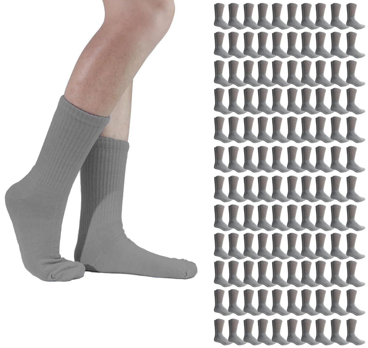 Yacht & Smith 120 Pairs Bulk Lightweight Cotton Crew Socks for Men & Women - Soft Comfortable Everyday Socks for Work, Gym, Running & Homeless Donations (Wholesale Pack)
