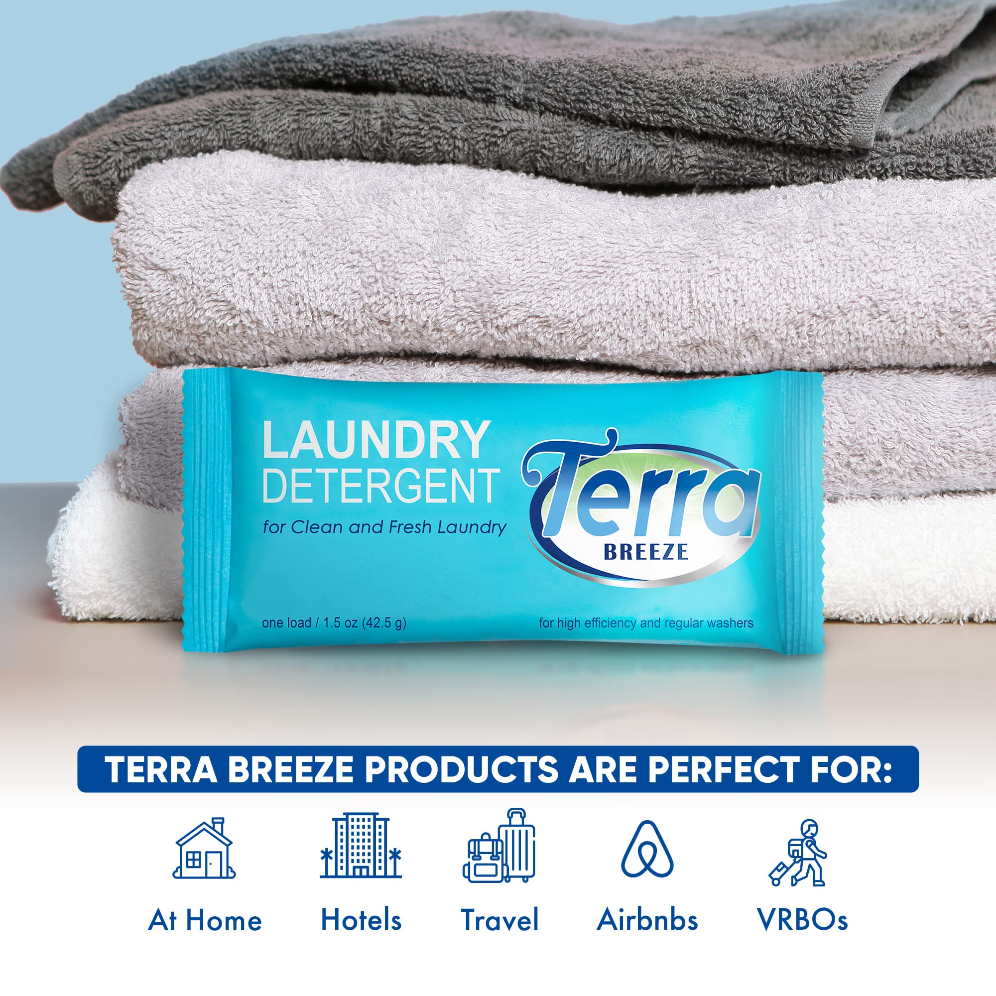Eco-Friendly Laundry Detergent Powder - 1.5 oz Travel Size Packets (Case of 150) | Perfect for Travel, Camping & Emergency Kits