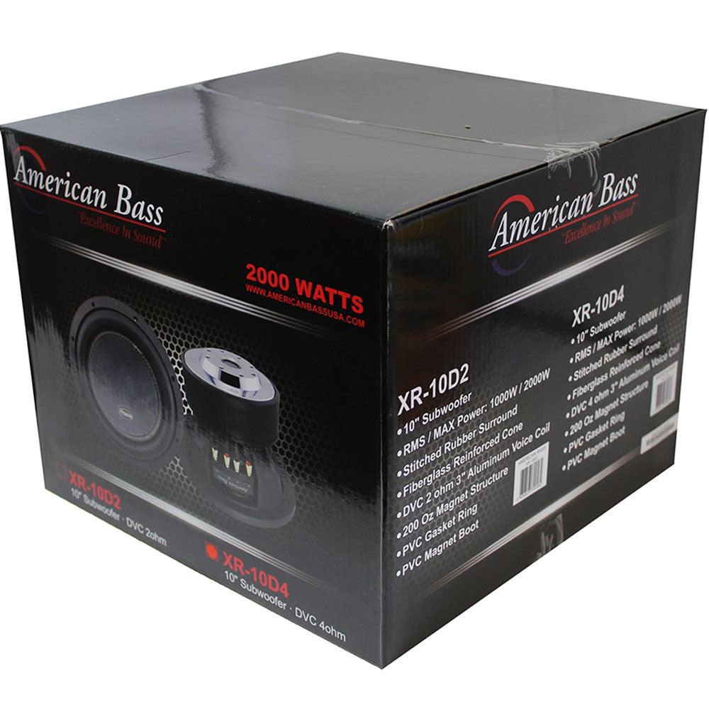 American Bass XR10D4 10 Inch 1000W RMS (2000W Peak) Dual 4 Ohm Car Subwoofer - Powerful Bass for Car Audio Systems, Perfect for Trucks & SUVs