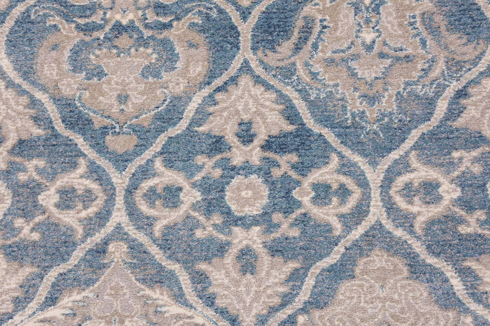 Unique Loom Salzburg Collection 8x10 Ft Traditional Medallion Oriental Area Rug - Navy Blue & Light Brown Intricate Border Design for Living Room, Bedroom & Dining Room Decor
