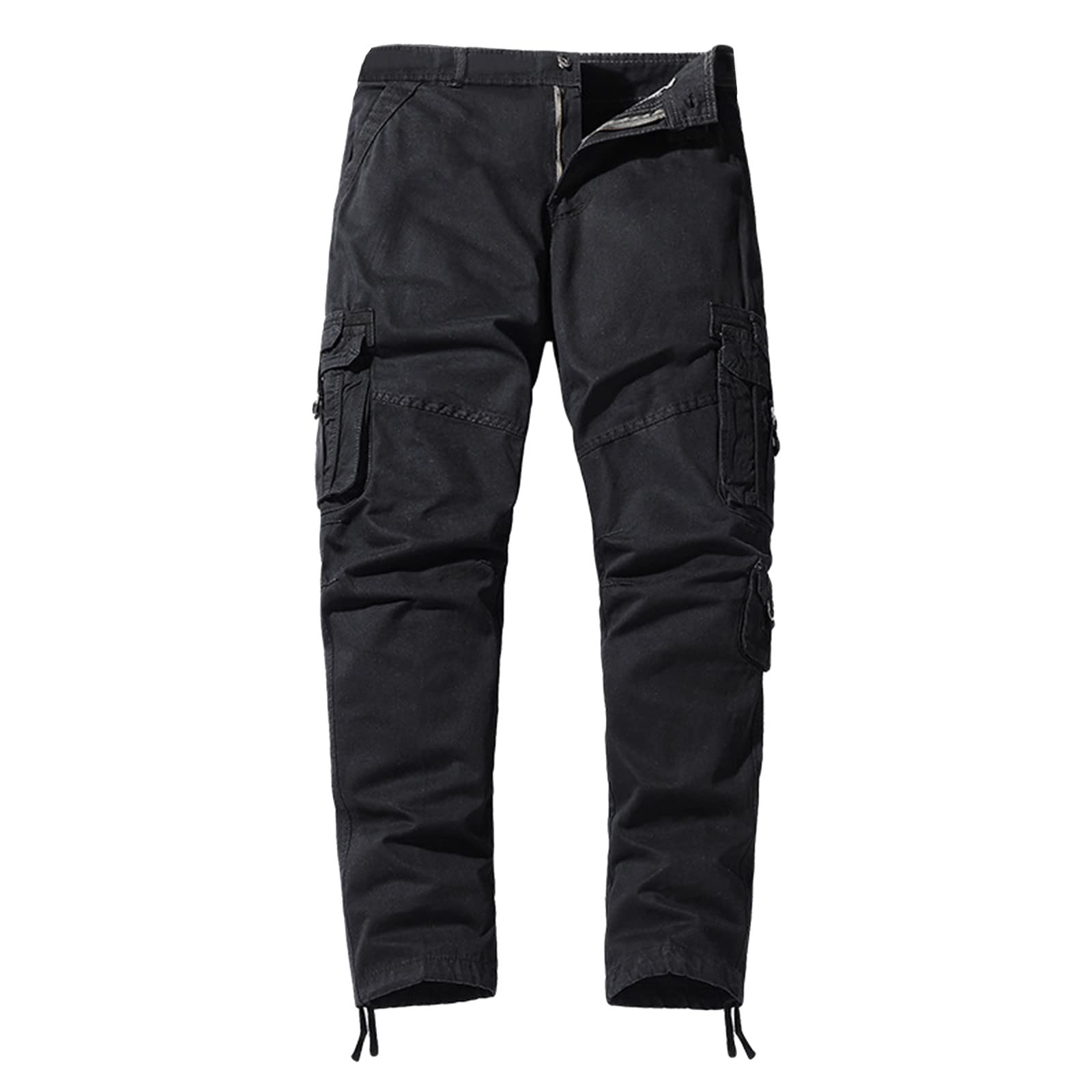 KAQQ Men's Pleated Casual Trousers - Loose Fit Multi-Pocket Pants for Outdoor & Travel