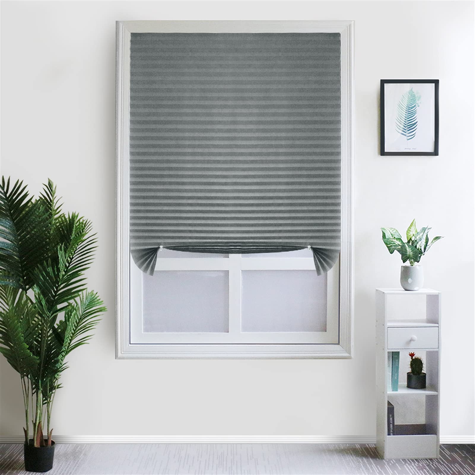 Light Filtering Temporary Blinds - Pleated Paper Window Shades, Easy to Cut & Install with Clips, Room Darkening, 60x180cm (23.6
