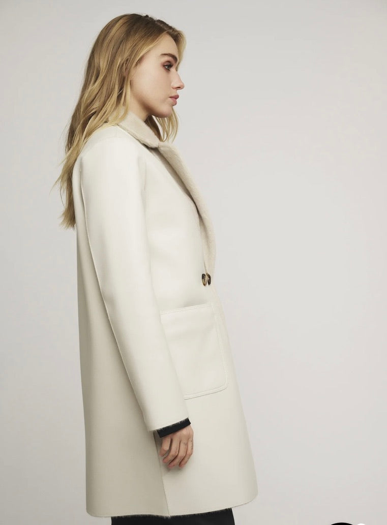Ivon Reversible Coat in Birch - Women's Lightweight Double-Faced Trench Coat for Fall & Winter | Perfect for Office, Travel & Casual Outfits