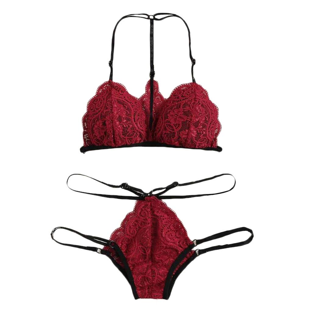 Sexy Floral Lingerie Set - Babydoll Bra & G-String Thong Underwear for Women | Romantic Lace Design | Perfect for Valentine's Day, Honeymoon & Special Occasions