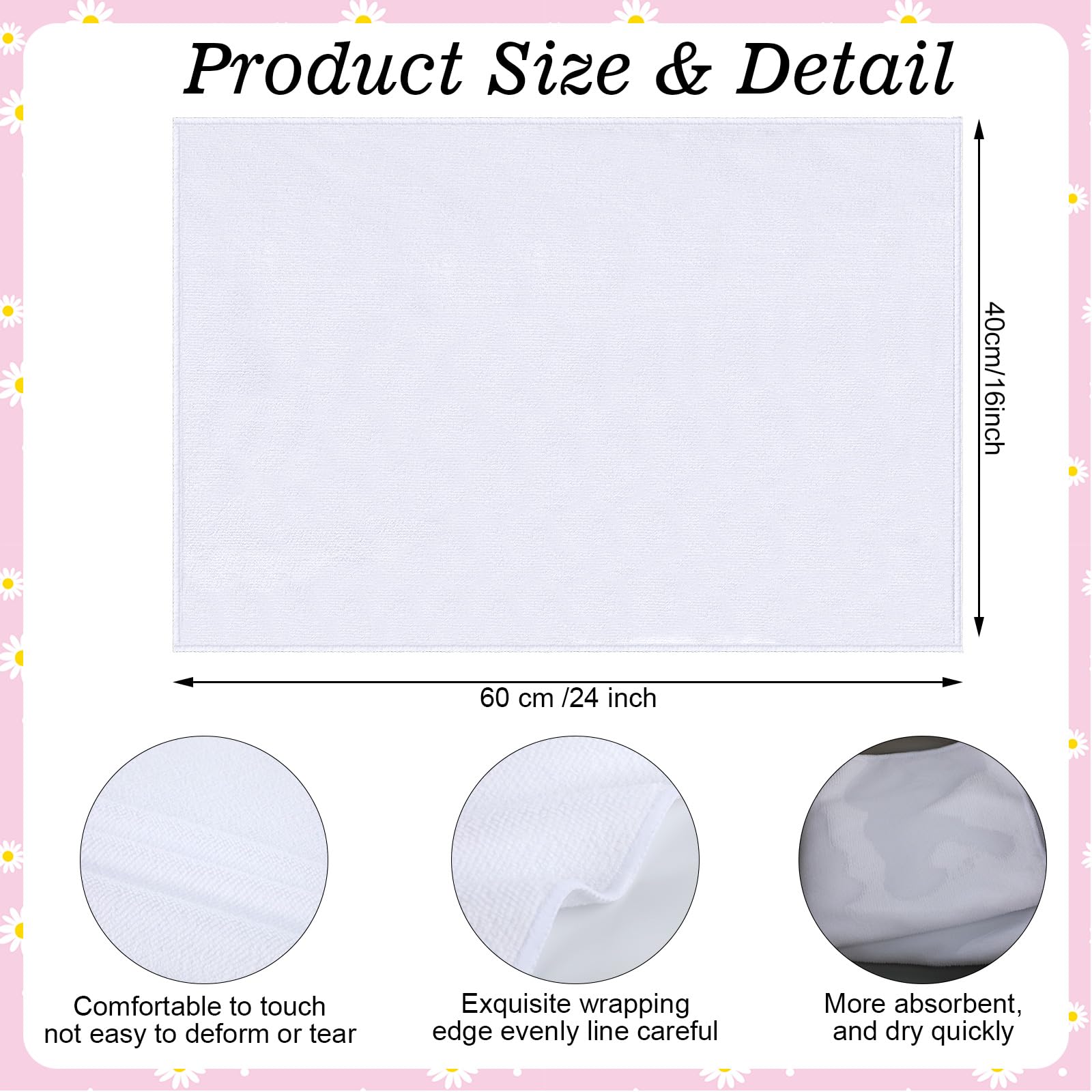 Premium Sublimation Dish Towels - Super Absorbent, Multipurpose Kitchen & Bathroom Towels - DIY Blank Dishcloths for Home Use (16
