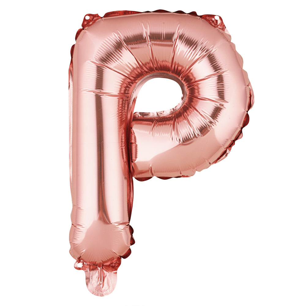 Rose Gold Mylar Letter P Balloon - 16 Inch Large Foil Balloon for Birthday Party Decorations, Baby Shower, Wedding, Anniversary & Graduation Celebrations - 1 Count Box