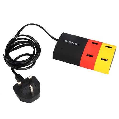 Earldom 5V 6.2A 4-Port USB Charger Hub - Fast Charging Station for iPhone, Android, iPad, Tablets - Perfect for Home, Office & Travel