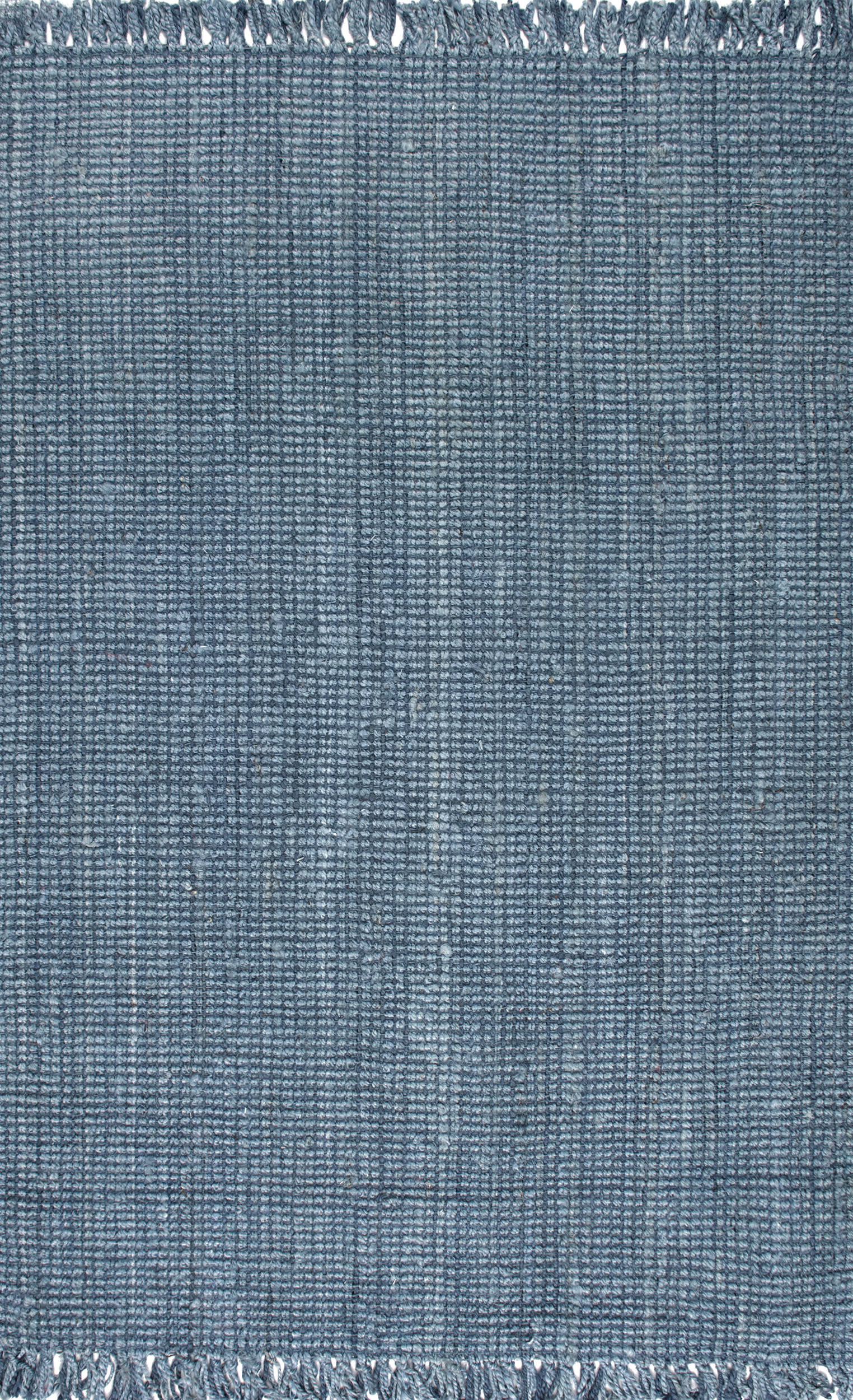 Chunky Jute Tasseled Rug - Blue Handwoven Natural Fiber Floor Mat for Boho Living Room, Bedroom Decor | Eco-Friendly Home Accent