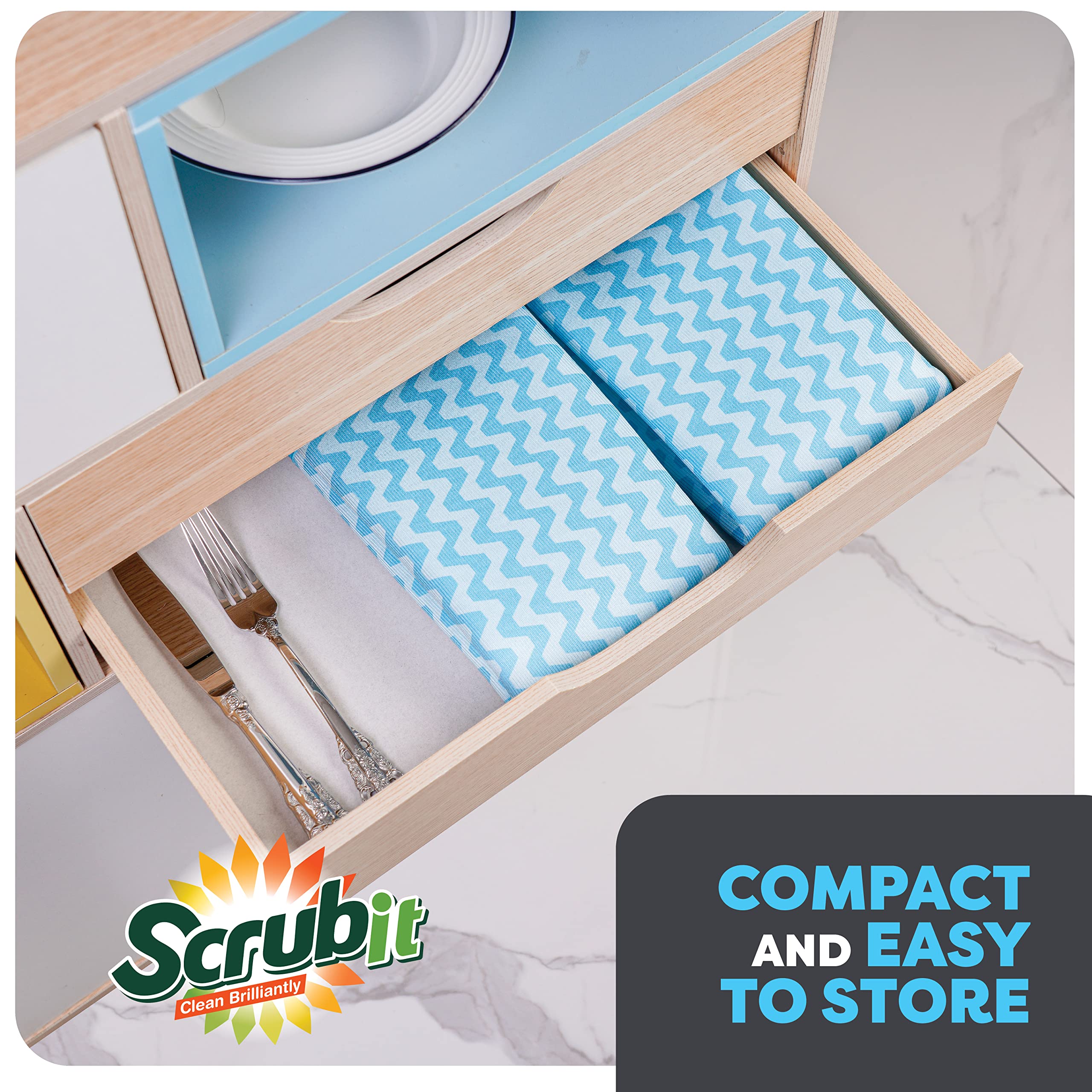 SCRUBIT XL Large Dish Drying Mat - Super Absorbent Reversible Microfiber Kitchen Counter Drying Pad - 18x24 Inches - Perfect for Drying Dishes, Utensils & Cookware - Ideal for Kitchen Countertops & Sink Areas