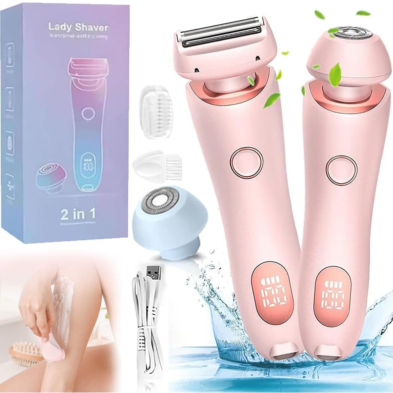 Livara Glide Pro 3.0 Women's Electric Razor - 2-in-1 Waterproof Shaver & Trimmer for Smooth Legs & Bikini Line, Pink (Official Silk Glide Pro Women's Razor) - Perfect for Travel, Gym & Quick Hair Removal at Home