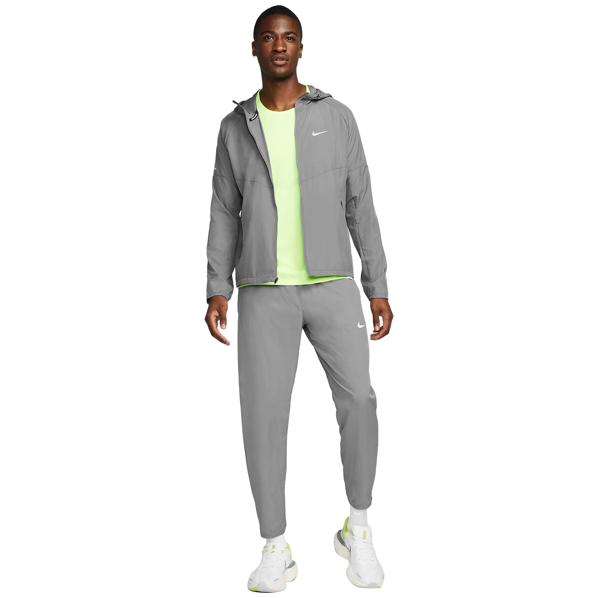 Nike Miler Repel Challenger Grey Windbreaker & Pants Set - Waterproof Running Jacket with Matching Joggers for Men - Perfect for Outdoor Jogging, Hiking & Gym Workouts