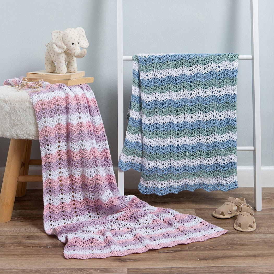 Soft Wavy Cotton Crochet Baby Blanket Kit - DIY Handmade Knitting Set for Newborns & Toddlers - Perfect for Nursery, Baby Shower Gifts & Photo Props