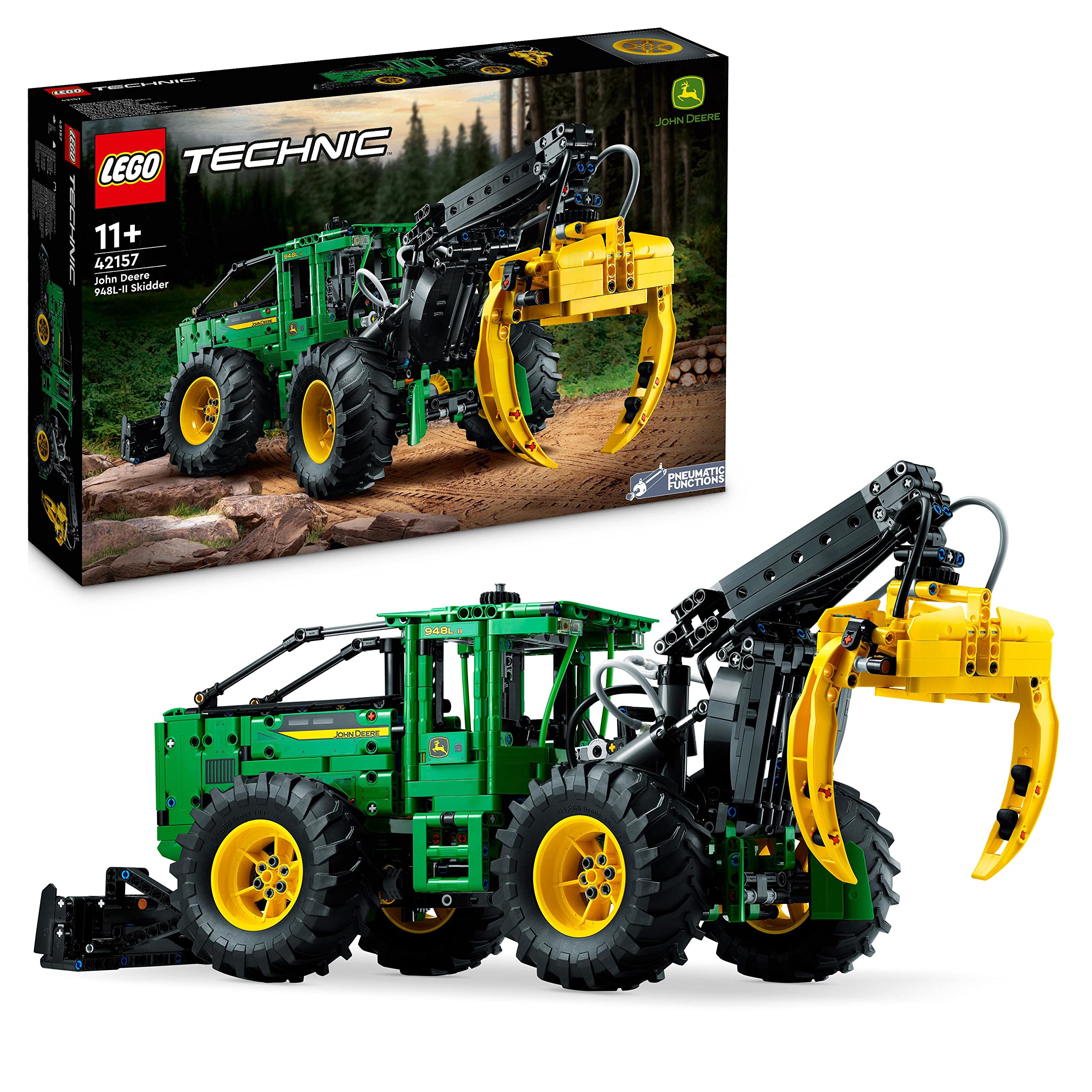 LEGO 42157 Technic Skidder John Deere 948L-II | Construction Toy Vehicle with Pneumatic Functions & 4 Large Wheels | Buildable Model Kit | Gift for Kids 8+ | STEM Learning & Pretend Play Construction Scenes