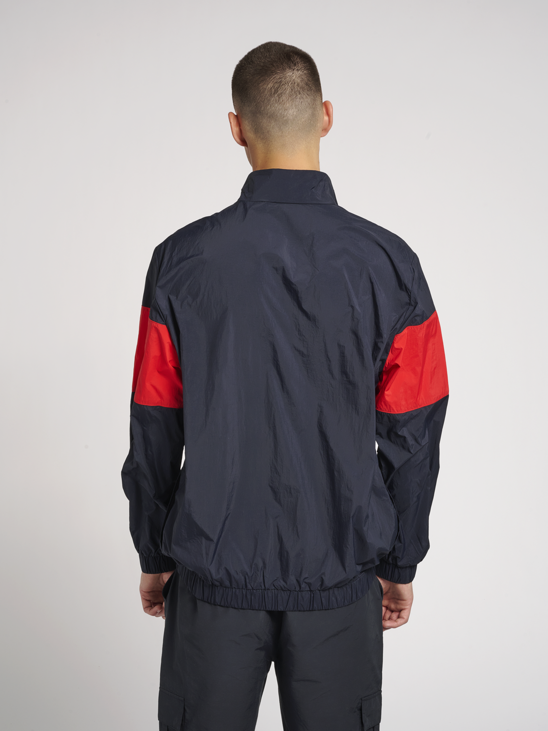 Hummel HMLJORES Half Zip Jacket for Men - Dark Navy/Red Athletic Pullover - Perfect for Running, Gym & Casual Wear