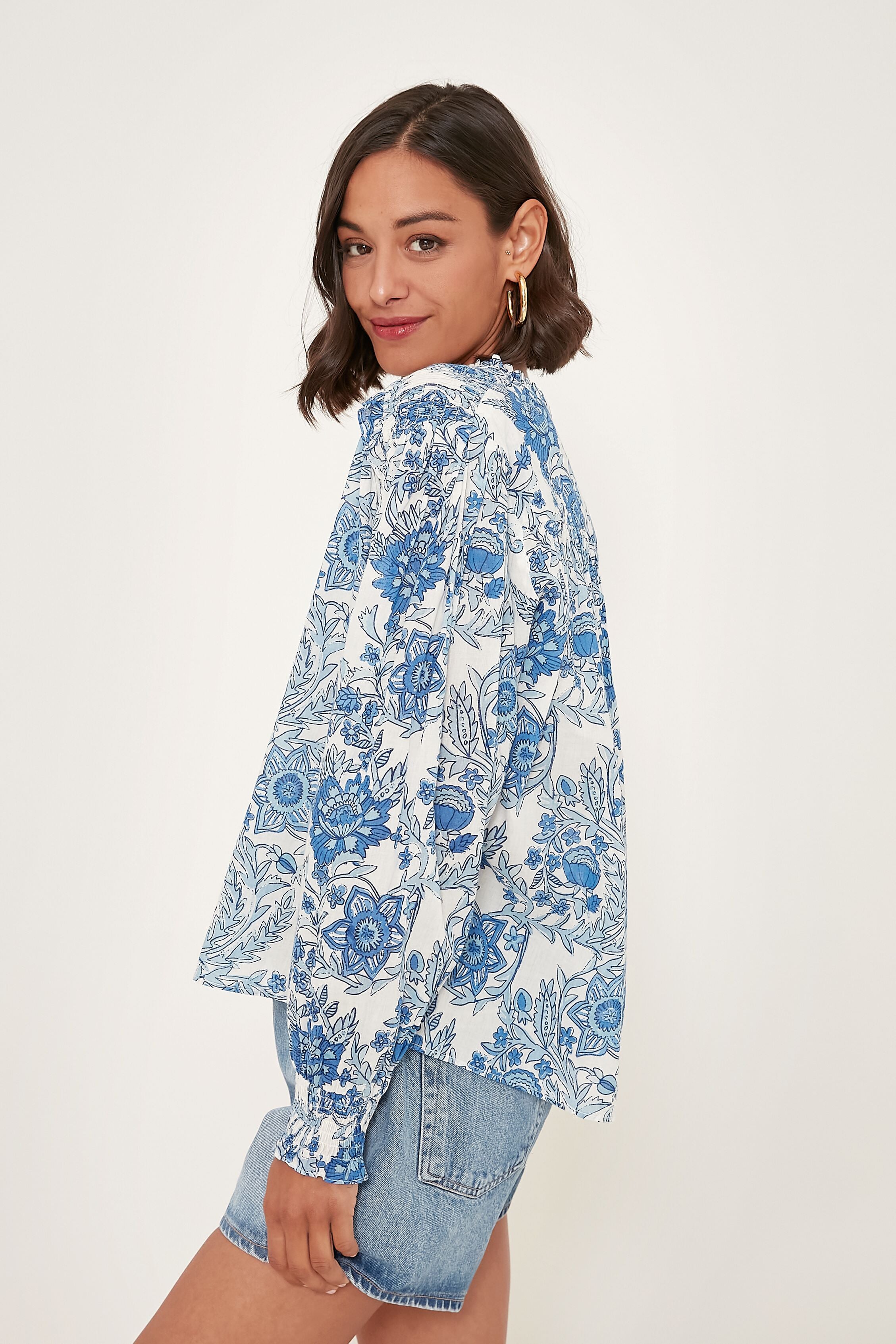 Blue Leticia Hollie Shirt for Women | Stylish Casual Button-Up Blouse | Perfect for Office, Date Night & Everyday Wear