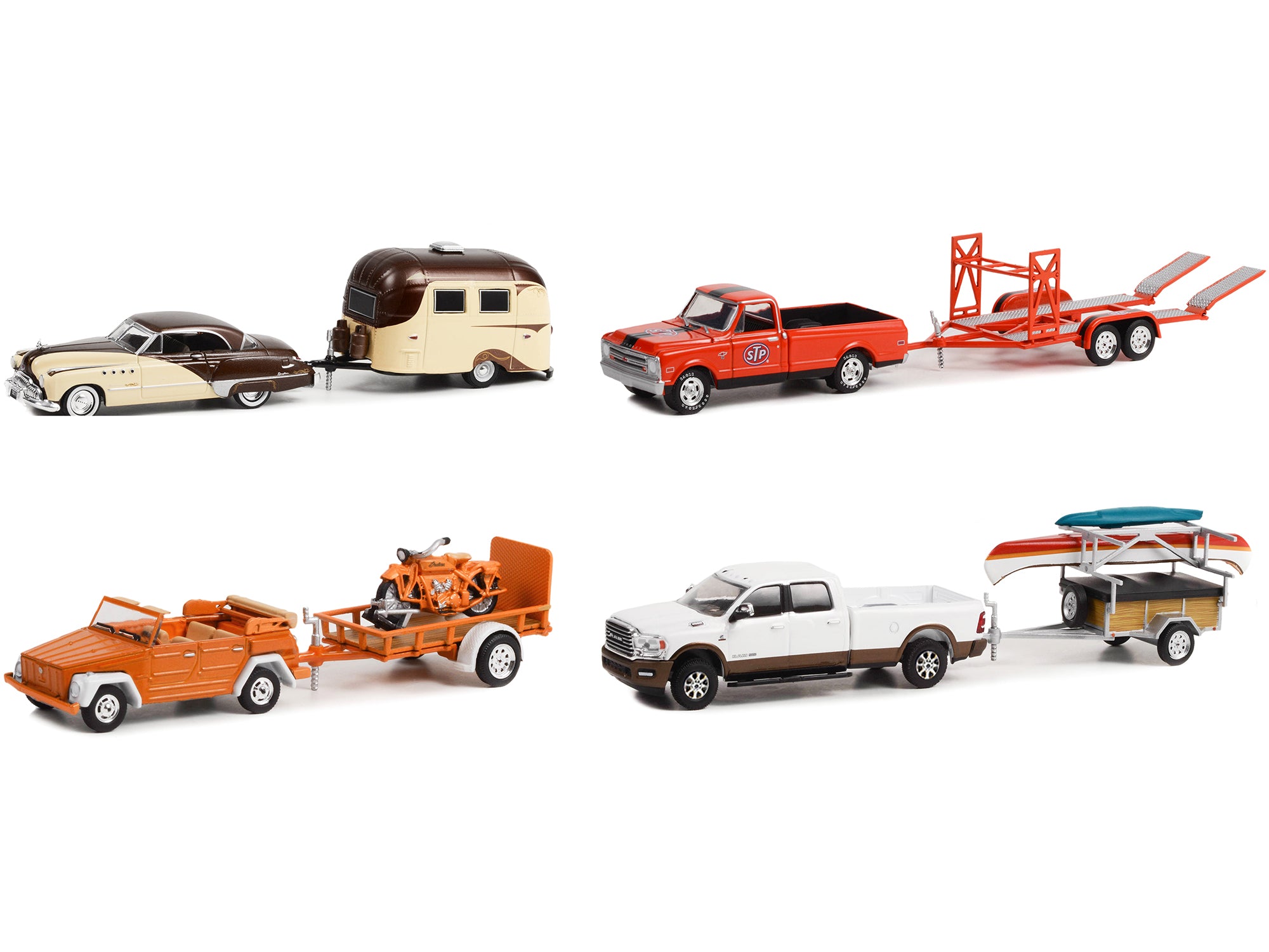 Greenlight Series 26 1/64 Diecast Model Cars - Hitch & Tow Set of 4 Pieces | Collectible Miniature Vehicles for Display, Gifts & Diorama Scenes