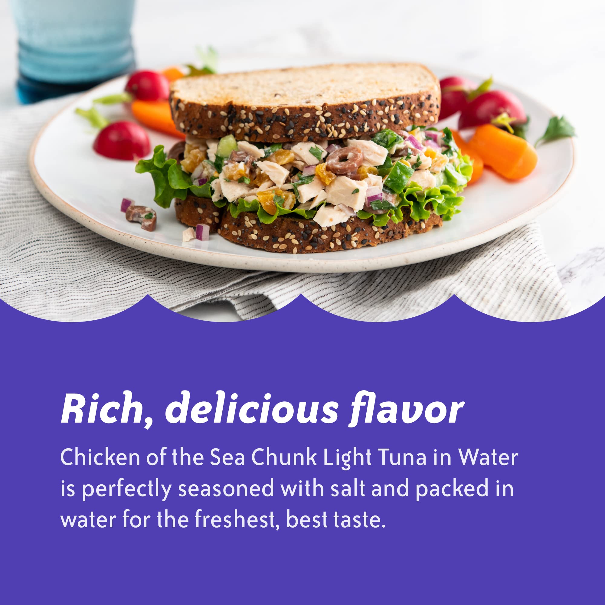 Wild Caught Chicken of the Sea Chunk Light Tuna in Water - 5 Ounce Can (Pack of 1) | Low Sodium Canned Tuna for Salads, Sandwiches & Healthy Meals