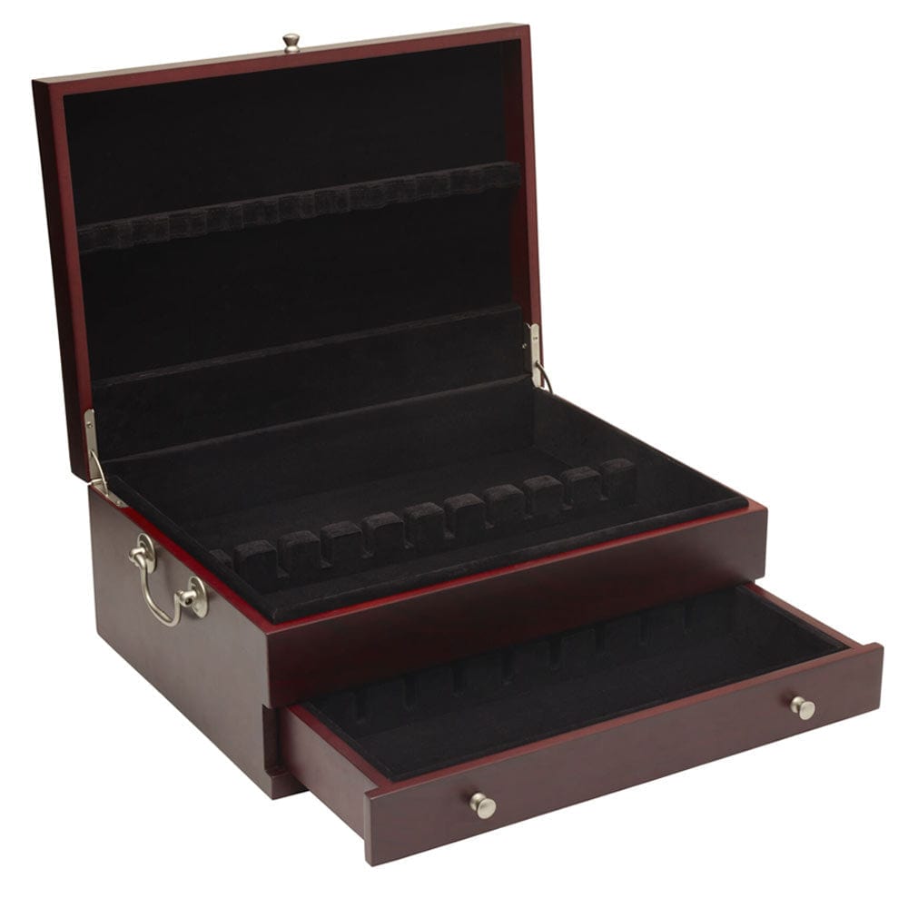 Dark Walnut Wooden Flatware Chest with Single Drawer - Perfect for Silverware Storage and Dining Table Organization