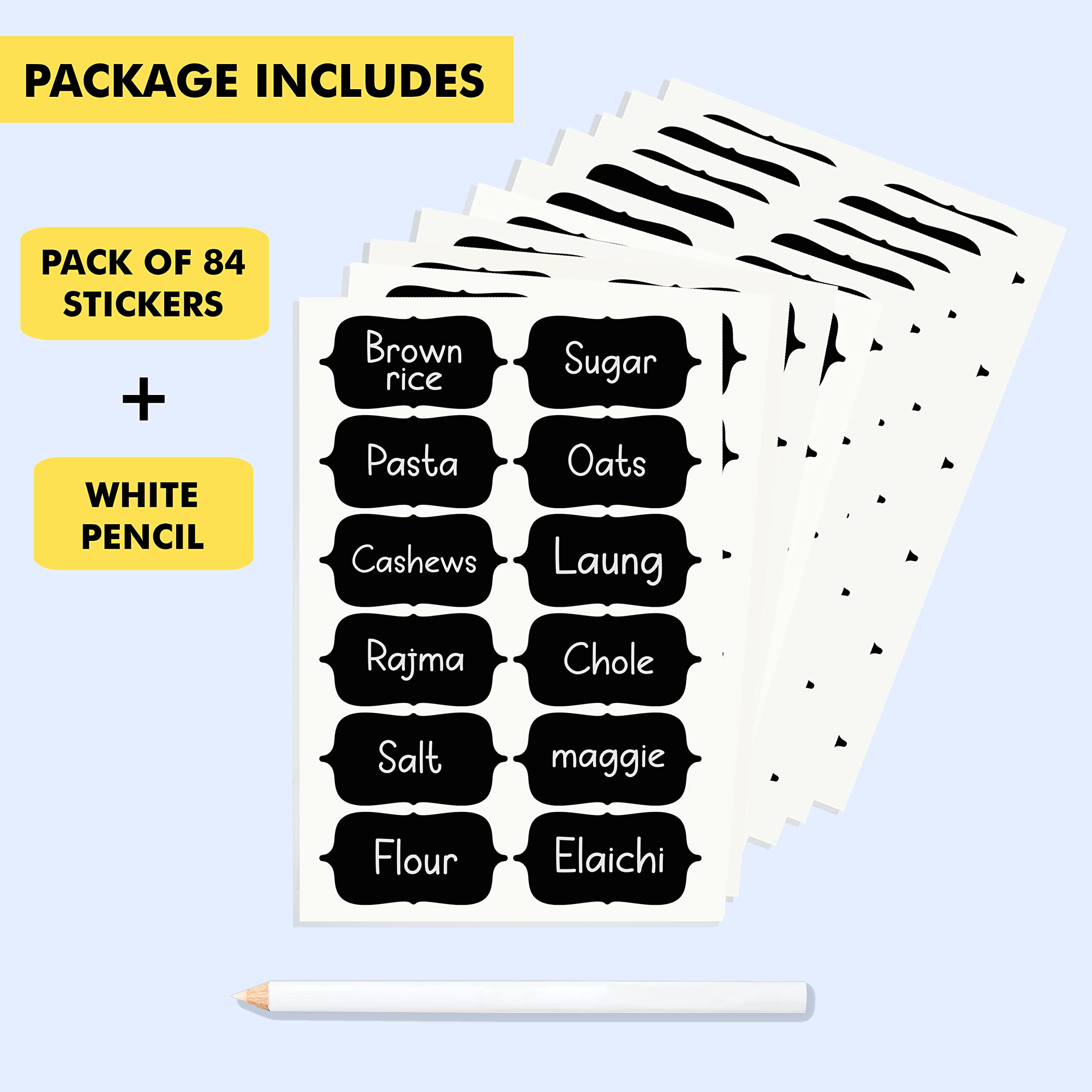 FlyBuy Hub 84-Pack Waterproof Vinyl Stickers for Mason Jars & Glass Bottles - 2.5