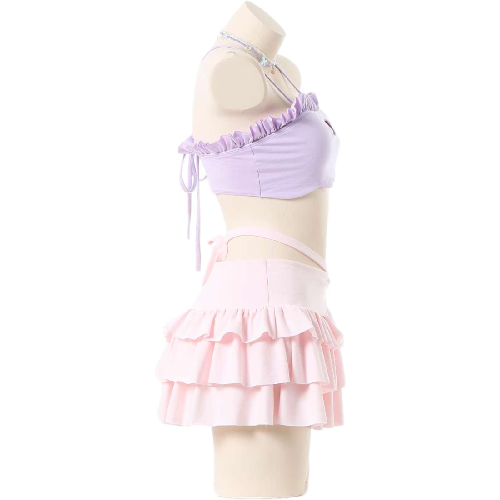 Sexy Babydoll Lingerie Set for Women - 2 Piece Kawaii Schoolgirl Outfit with Strappy Heart Tube Top and Skirt | Perfect for Valentine's Day, Romantic Nights & Role Play