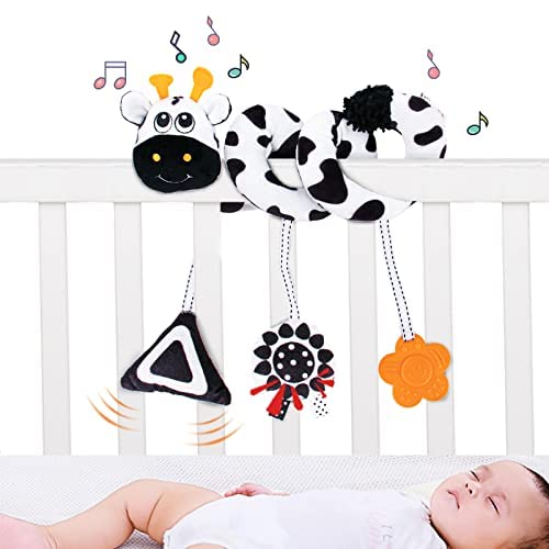 **Soft Spiral Plush Hanging Toys for Baby Car Seat & Stroller - Safe & Movable Infant Toys for 0-6 Months - Perfect for Crib Rails, Cradles & Travel**