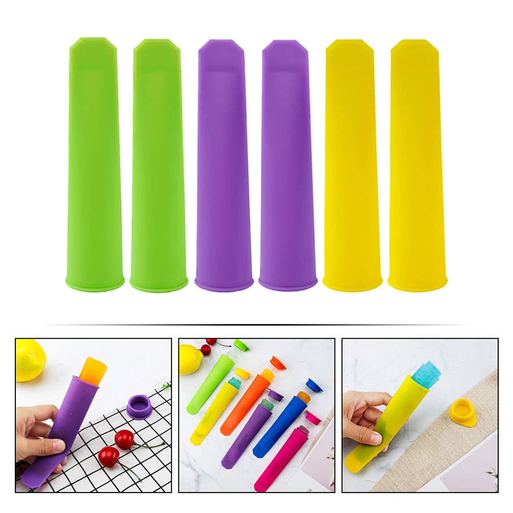 6pcs Silicone Popsicle Molds with Plastic Tray - DIY Ice Cream & Ice Pop Maker for Kids & Adults - Perfect for Summer Treats, Birthday Parties & Family Fun