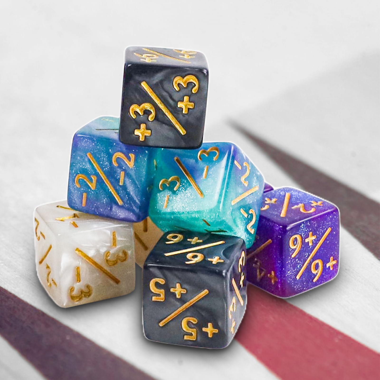48-Piece MTG Dice Set - D6 Counters, Tokens, Glitter & Sparkle Dice for Magic: The Gathering, CCG & Card Games - 4 Styles (Blue & Purple) - Perfect for Game Nights & Tournaments