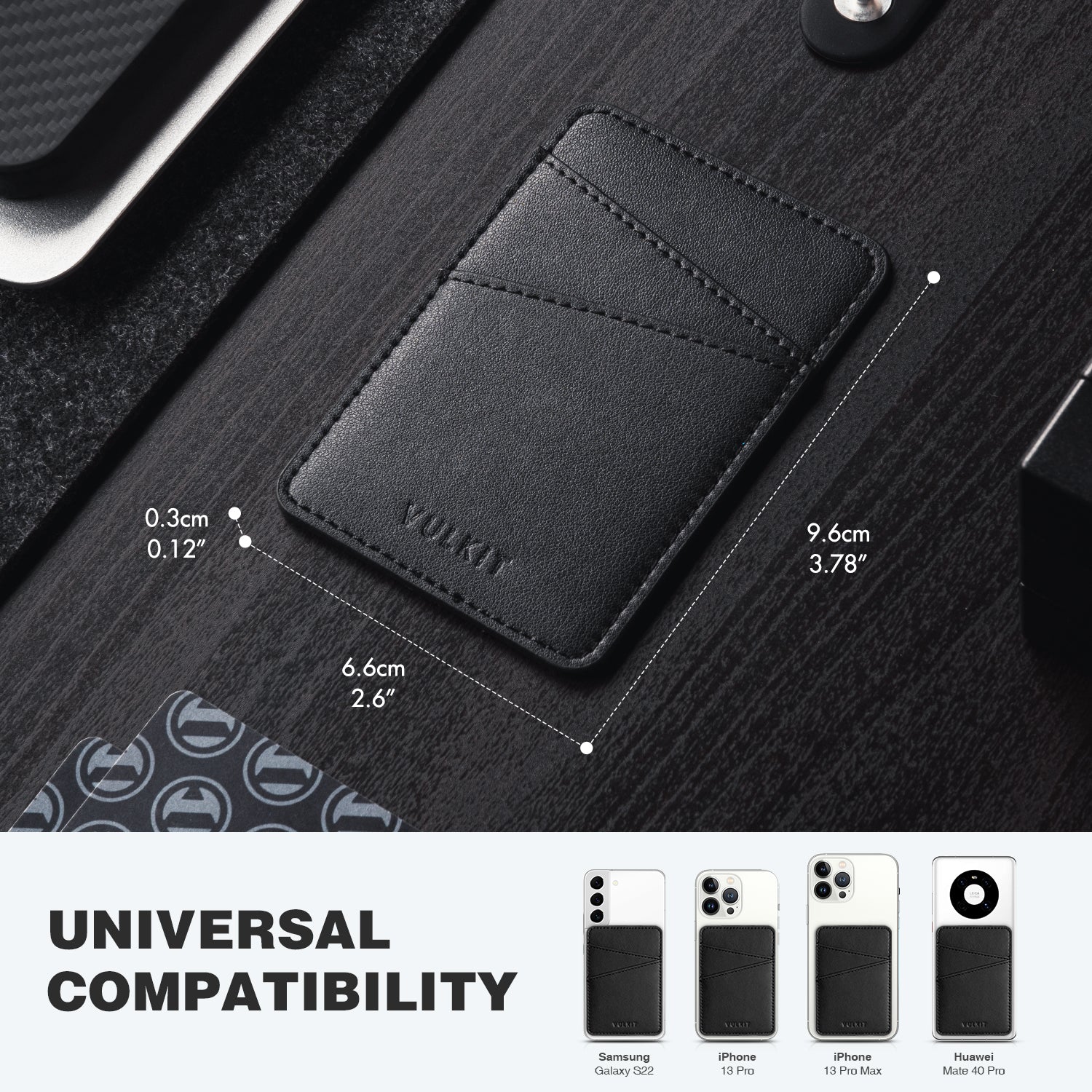 VPA101 Slim Leather Adhesive Phone Card Holder - RFID Blocking Wallet for Credit Cards & IDs - Perfect for Travel, Work, and Everyday Use