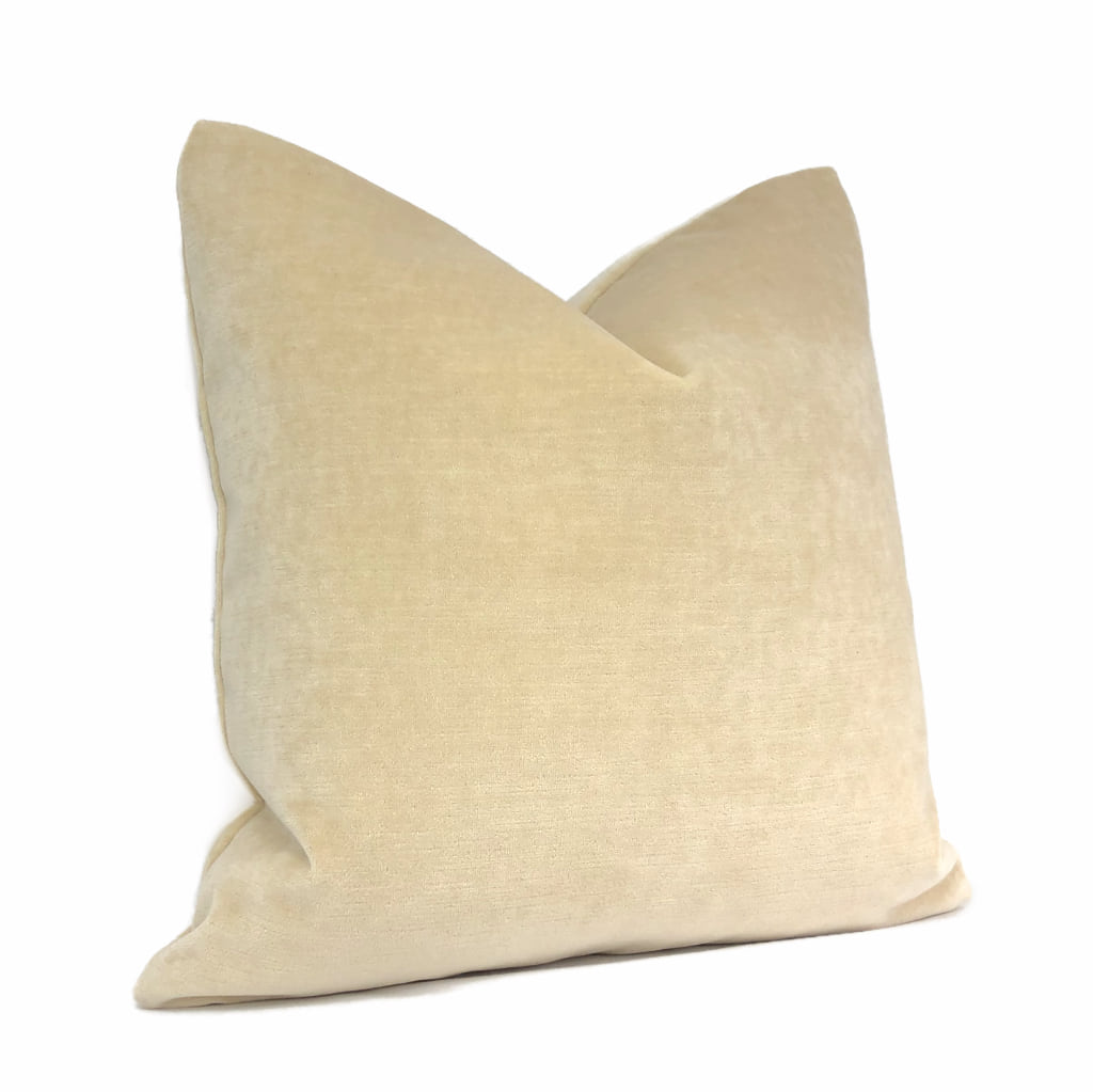 JB Martin Parchment Ivory Cotton Velvet Pillow Cover - Luxury Decorative Throw Pillow Case for Sofa, Bed & Home Decor (18x18 Inches)