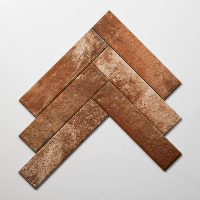 Eton Old Red Porcelain Brick Look Tile 60mm x 250mm - Vintage Style Wall & Floor Tile for Kitchen Backsplash, Bathroom, and Fireplace Decor