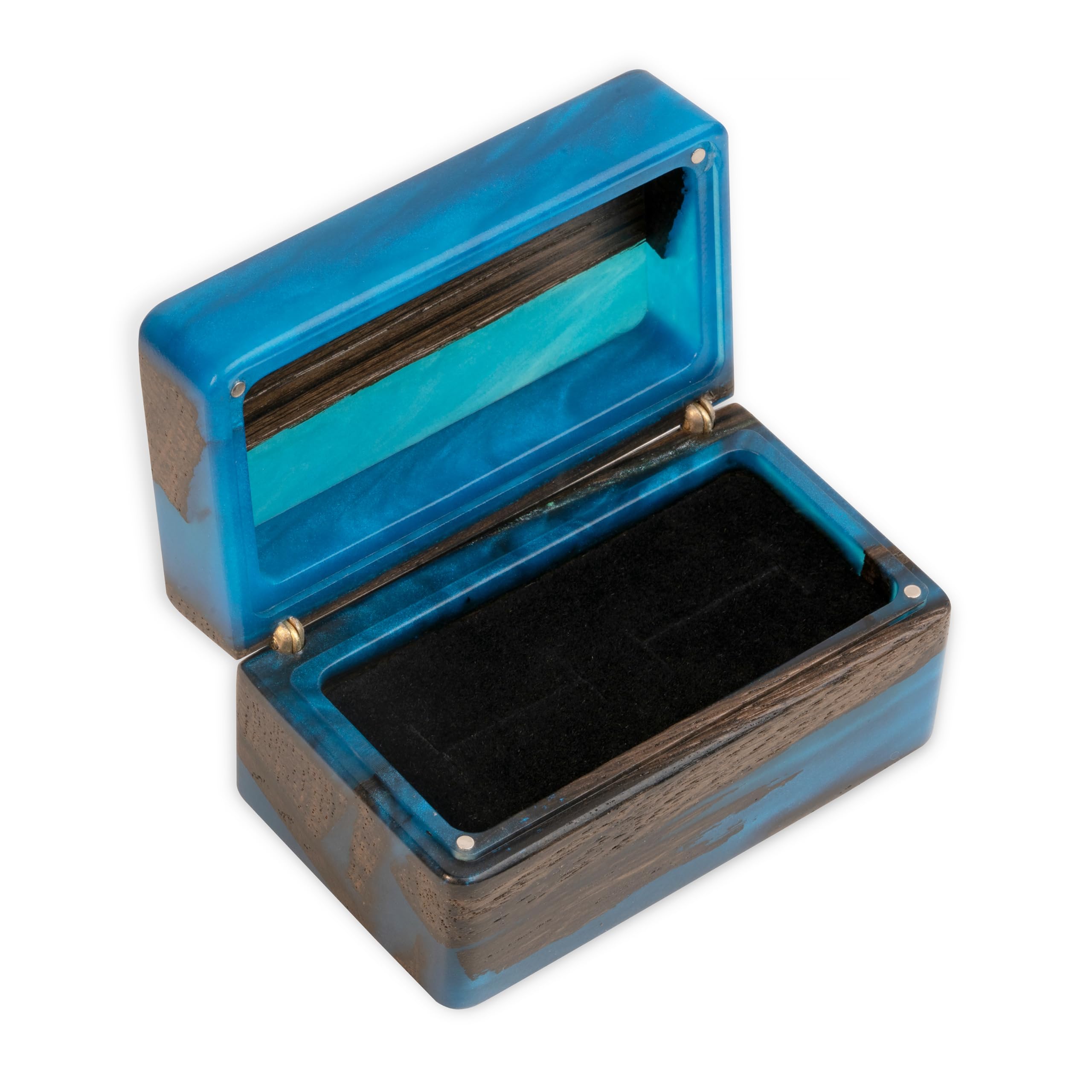 Premium Double Ring Organizer - Handcrafted Epoxy Wood Engagement Ring Box for Wedding Day - Blue Ring Display Case - Exquisite Marry Me Ring Bearer Box by MUSE | Perfect for Proposals, Vow Renewals & Wedding Ceremonies