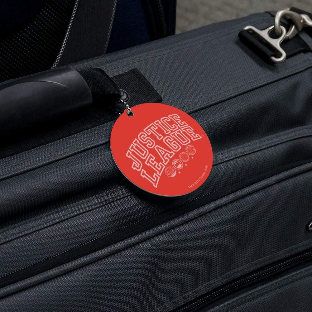 Justice League Superhero Logo Round Luggage ID Tag - Durable Suitcase & Carry-On Baggage Identifier for Travel, Business Trips & Vacations