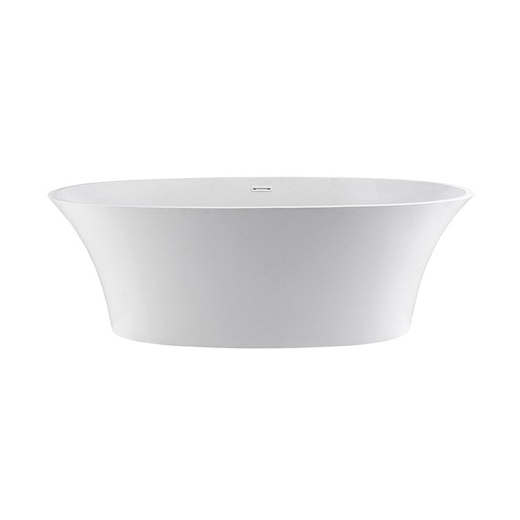 Adeline 64 x 31 Inch Freestanding Air Tub - White Gloss Oval Mineral Composite Bathtub - 71 Gallon Capacity - Perfect for Spa-Like Relaxation at Home