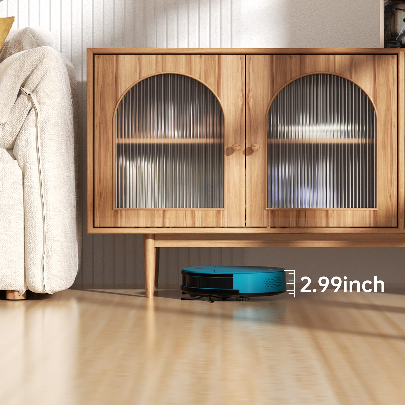 OKP K3P Robot Vacuum Cleaner 3000Pa Strong Suction - Smart WiFi/APP/Alexa Control - 150 Min Runtime - Auto Recharge - Ultra Quiet - Ideal for Pet Hair, Hardwood Floors & Carpets (Blue) - Perfect for Daily Home Cleaning & Pet Owners