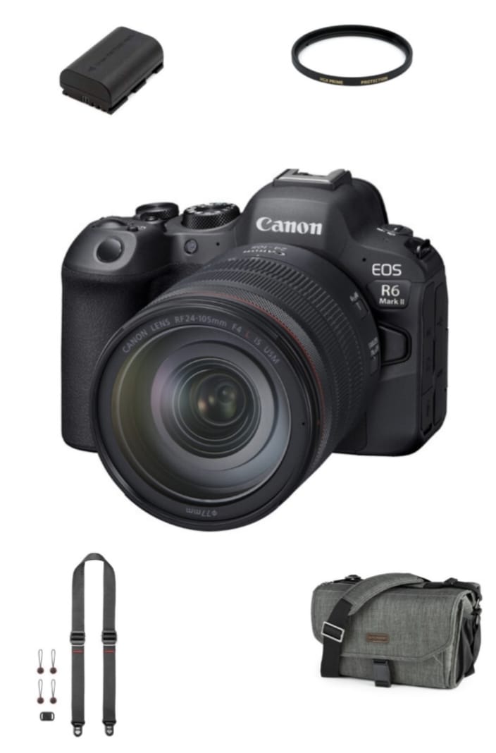 Canon EOS R6 Mark II Mirrorless Camera with RF 24-105mm f/4L IS USM Lens Kit - Professional Full Frame Photography for Travel, Events & Vlogging