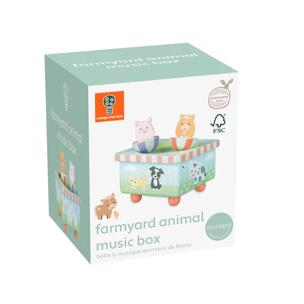 Farm Animal Music Box - Handcrafted Wooden Musical Gift for Kids, Nursery Decor, Baby Shower Present - Perfect for Bedtime, Playtime & Nursery Room Decorations