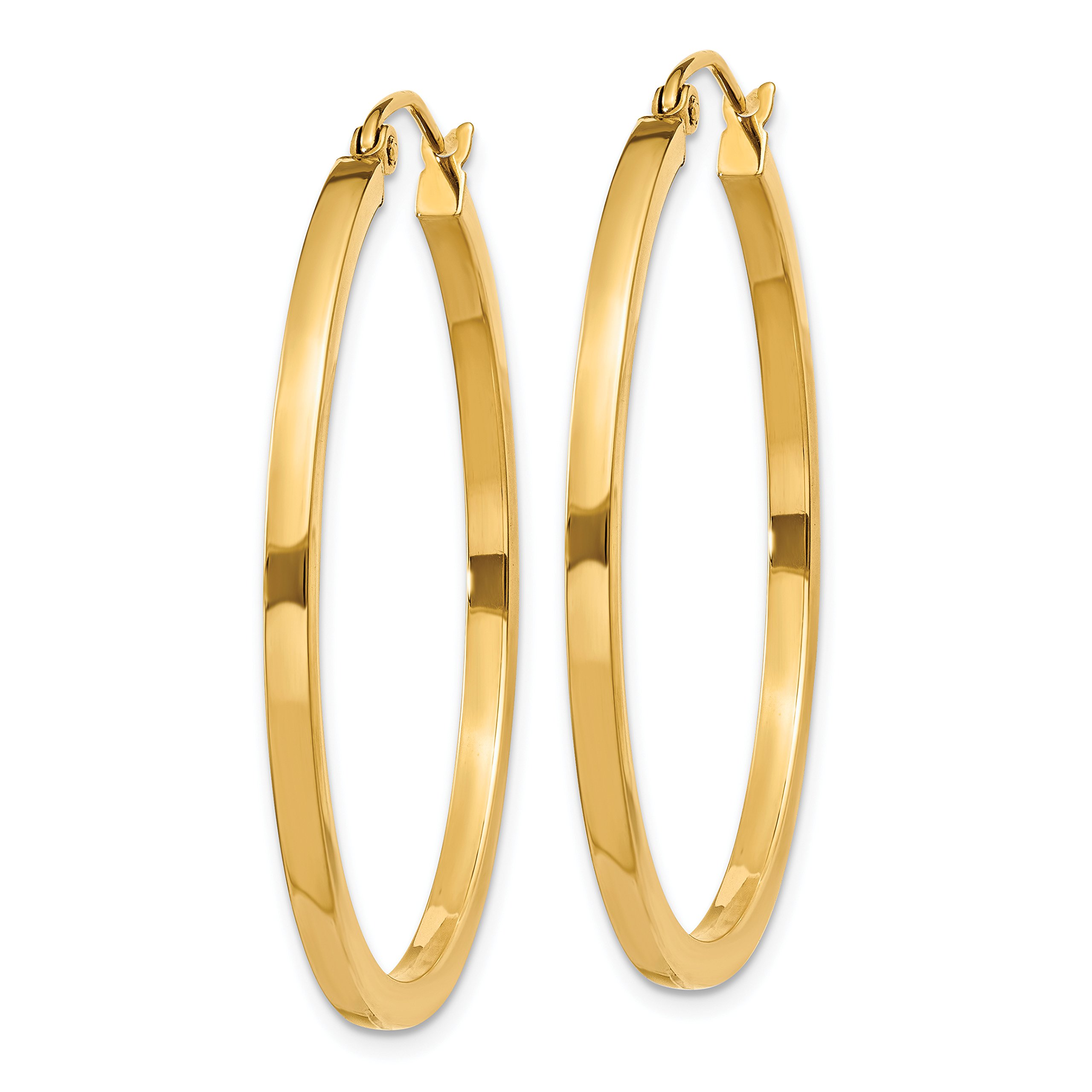 14K Solid Yellow Gold 2mm Square Tube Round Hoop Earrings for Women - Large & Medium Size Dainty Everyday Jewelry Gift for Birthday, Anniversary & Special Occasions